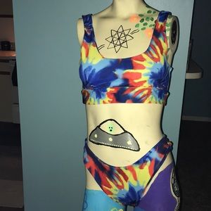 Two piece high waisted tie dye bikini